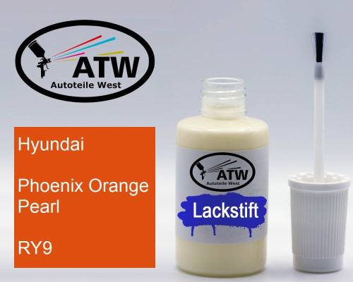 Hyundai, Phoenix Orange Pearl, RY9: 20ml Lackstift, von ATW Autoteile West.